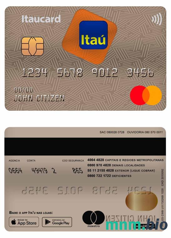 Brazil Itau Bank przykład karty mastercard w formacie PSD
